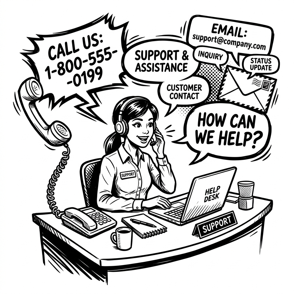 VNV Marketing Contact Black & White Illustration